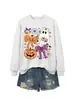 Sudadera linda y divertida de Halloween para mujer con diseño de fantasma, moño, flor, calabaza, murciélago para Amazon, Wish y tiendas independientes