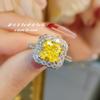 Moda collar de diamantes rosas corte flor de hielo que combina con todo, colgante amarillo ganso, aretes y anillo de diamantes de alto carbono importados, traje caibao para mujer