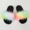 Novas Chinelos da Moda Transfronteiriços Chinelos de Pelúcia Moda Feminina Verão Chinelos de Pelo Sintético Sapatos de Praia de Pelo Sintético de Raposa