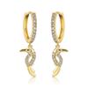 RAKOL Aretes de Moda Populares con Diseño de Nicho Europeo y Americano, Aretes Estrella Luna, Aretes Geométricos Transfronterizos de Zirconia