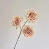 Flor Artificial Rosa Elsa de 3 Cabeças, Flor Artificial para Casamentos, Material de Tecido de Seda, Rosa Aberta com Pétalas em Cor Gradiente
