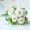 Decoración de Flores Artificiales Transfronteriza de Amazon Ramo de Boda Mesa de Comedor Adornos para Sala de Estar Flor Artificial Rosa Simulada de Tela de Seda