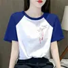 Camiseta de Manga Corta de Verano Nueva para Mamá de Comercio Exterior Transfronterizo, Ropa Holgada para Mujer Tallas Grandes, Top de Manga Media Talla Grande