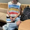 Colete de Tricô Retro Americano para Homens e Mulheres, Proteção Solar de Verão Listrado Design de Marca Tendência, Novo Colete Sem Mangas Estilo Hong Kong para Homens