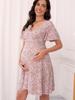 Vestido de maternidad transfronterizo europeo y americano, nuevo vestido de verano de gasa con estampado de volantes, falda de corte de té estilo francés, falda con cordones