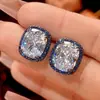 Outono e Inverno Nova Joia Huabi Base de Cobre Banhado a Ouro Diamante Branco Sintético Luxo Acessível Ouro Negro Conjunto de Espinélio Azul 12*16