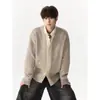 Cardigan Suéter de Tricô Falso Duas Peças bosie Outono/Inverno para Homens e Mulheres Design Retrô Solto Preguiçoso Versátil Jaqueta Casual