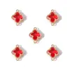 Colgante Geométrico de Trébol de Cuatro Hojas Doble Colgante Colorido con Pedrería Accesorios para Joyería DIY Pendiente Pulsera W502