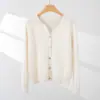 Suéter de Veludo Feminino Outono e Inverno 100% Caxemira Pura Suéter Casual Solto Cardigan Camisa Base de Tricô Grossa Feminina Casaco Feminino
