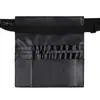 Bolsa de Cintura Negra de PU de un Solo Lado al por Mayor en Stock para Maquilladores y Equipos de Maquillaje, Bolsa Portátil Cruzada para Almacenamiento de Brochas de Maquillaje