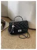 Bolsa pequena de corrente com padrão de losangos para mulheres, nova moda 2026, bolsa transversal versátil, bolsa de mão popular para outono e inverno, pequena bolsa tote