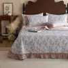Funda de Cama de Gasa de Doble Capa de Algodón Estilo Retro Francés Estilo de Encaje Coreano Algodón Puro Acolchado Engrosado Antideslizante Sábanas de Cama