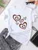 Comércio Exterior Transfronteiriço Europeu e Americano Roupas Femininas Simples Coração de Amor Gola Redonda Estampada Camiseta Feminina de Manga Curta Top