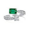 Anillo de circonita verde de plata esterlina S925 de Lin Lang, anillo de esmeralda de alta calidad retro, venta transfronteriza europea y americana.