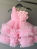 Vestido de Verano Nuevo de Comercio Exterior para Niñas Vestido de Princesa de Tul Esponjoso de Hada Rosa Flor Tridimensional Vestido de Bebé