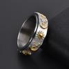 Amazon Fuente Nueva Personalidad Oro Girasol Estrella Luna Anillo Giratorio Acero Titanio para Hombre Anillo Europeo y Americano