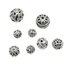 Estilo antiguo Plata tibetana bola hueca cuentas sueltas cuentas 8/10/11/14mm pulsera aretes cuentas espaciadoras accesorios de joyería diy