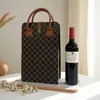 Bolsa de Mão para Duas Garrafas de Vinho Tinto Bolsa Dupla de Couro para Vinho Bolsa a Tiracolo Bolsa para Vinho Tinto Bolsa de Armazenamento de Vinho Caixa Vazia para Presente