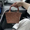 Nuevo Bolso de Mimbre Bolso con Asa de Bambú Bolso Tote Tejido de Bambú Retro Simple Bolsa de Compras de Gran Capacidad Bolso Tejido Versátil