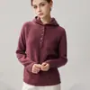 Suéter com Capuz de Cashmere Mesclado 26 Outono/Inverno Novo Base Feminina Solto Modelador da Silhueta Fashionável Estiloso Com Capuz