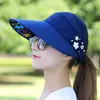 Chapéu de Sol Novo Estilo Verão Feminino com Proteção Solar, Aba Larga e Top Aberto, Decoração de Flores Fashion, Chapéu Respirável Fresco para Exterior