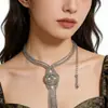 Collar con Borla en Forma de Y Estilo Europeo y Americano, Gargantilla con Colgante de Anillo Hueco de Alta Gama, Accesorio Versátil de Lujo Ligero para Comercio Transfronterizo