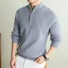 Suéter de punto de alta gama para hombre, nueva colección otoño 2026, con media cremallera, corte holgado estilo coreano, suéter con cuello alto para hombre