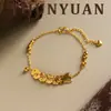 Novo Estilo Chinês Fashionável e Requintado Versátil Dourado Gelo Triturado Moeda Cabacinha Pulseira Luxo Leve Alto Padrão Temperamento Joia de Mão para Mulheres