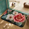 Alfombrilla de suelo de terciopelo de cristal floral de alta venta en temu, cachemir sintético, alfombrilla para la entrada del hogar, resistente a la suciedad y al desgaste, alfombrilla de puerta en stock