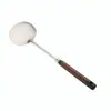 Espátula para Hongos de Acero Inoxidable con Mango de Madera, Tamaños Grande y Pequeño, Espátula Doméstica de Cocina con Mango Largo Antideslizante, Cuchara para Freír, Espátula de Hierro para Sartenes Antiadherentes
