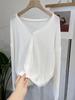 Cardigan de Tricô Casual Versátil com Gola V de Botão Único e Manga Longa, Tingido Artesanalmente com Fio de Papel Japonês, Novo Estilo de Outono para Mulheres