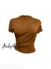 Judy Camiseta Interior Negra Ajustada de Manga Corta con Cuello Medio Alto para Mujer, Diseño Irregular de Verano, Camiseta Ajustada de Manga Corta