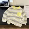 2026 Nueva Camiseta Ropa Infantil Niñas Algodón Manga Larga Camiseta Básica Niñas Camisa Rayada Niños Estilo Coreano Moderna con Bolsillos