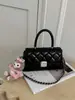 Bolso con Patrón de Diamantes para Mujer 2025 Modelo Nuevo Bolso de Alta Gama de Gran Capacidad Bolso con Cadena para el Hombro Bolso Cruzado Bolso Cuadrado Pequeño