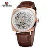Nuevo Reloj Mecánico Semi-Automático de Acero para Hombre Forsining, Moda Casual Estilo Europeo y Americano, Hueco, Resistente al Agua