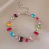 Pulsera de diamantes cuadrados, diseño elegante y moderno de la marca coreana Flu, pulsera delicada y con sentido de la moda, pulsera de celebridades de Internet, recién llegada para mujeres.
