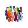Calcetines para Mujer Transfronterizos, Calcetines de Color Sólido, Calcetines de Media Pantorrilla para Mujer, Calcetines Holgados Zhuji, Calcetines de Color Algodón de Azúcar para Mujer, Venta al por Mayor de Fábrica Coloridos