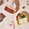 Lonchera de Pastel de Navidad Diseño Creativo de Dibujos Animados con Tenedor y Cuchara, Caja Bento de Grado Alimenticio Segura para Microondas para Niñas que Van al Trabajo