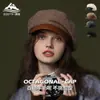 Boina de Lana Sombrero de Otoño e Invierno Cortavientos Cálido Retro Sombrero de Pintor Versátil que Afina el Rostro Sombrero Octagonal Pequeño Otoño Mujer