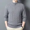 Suéter Retro de Cuello Alto con Cremallera para Hombre, Jersey Holgado de Punto Trenzado, Cárdigan de Tendencia, Top Casual Versátil