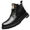 Botas Martin de caña alta para hombre de invierno con suelas gruesas, Zapatos de trabajo estilo británico, Antideslizantes, Resistentes al desgaste, Cálidos, Botines casuales