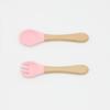 Grau Alimentício Ponto Cruz Fronteira Treinamento Suplementar Alimentação Infantil Autoaprendizagem do Bebê Comendo Conjunto de Talheres de Madeira Silicone Colher Garfo
