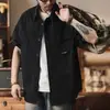 Camisa de trabajo de manga corta estilo japonés para hombre, primavera/verano 2026, talla grande, ligera, holgada, casual, chaqueta camisa resistente para hombre