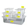 Tazón porcionado acrílico para hot pot picante, plástico transparente para snacks y platos fríos, rectangular comercial para exhibición, tazón porcionado