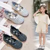 Zapatos de Cuero con Pedrería Estilo Coreano de Moda para Niñas 2026 Primavera/Otoño Nuevos Zapatos de Princesa con Suela Suave para Faldas Elegantes Zapatos de Cristal