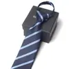 8cm Multicolores Modernos Hombres Negocios Vestir Profesional Cremallera Corbata Fácil de Tirar Sin Nudos Perezoso Conveniente Caja de Regalo