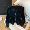 2026 Nuevo Otoño Invierno Encaje Francés Patchwork Cuello Semi Alto Piel Sintética de Visón Dulce Tejido de Punto Capa Base Suéter Mujer