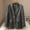 Jaqueta feminina de couro PU em pequena escala para primavera e outono, novo top casual de botão único estilo coreano para 2026