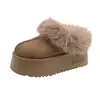 Pantuflas peludas de exterior para mujer para otoño e invierno 2026, pantuflas cerradas de felpa con suela gruesa, zapatos nuevos de algodón cálidos y esponjosos