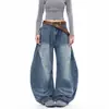 Jeans de Design Plissado Retro Americano de Nicho Estilo Cimitarra para Homens e Mulheres, Novo Estilo de Outono Calças Largas Retas Soltas